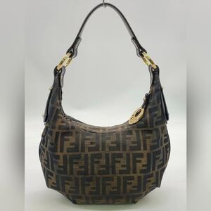 Auth Fendi Zucca FF Hobo Bag
